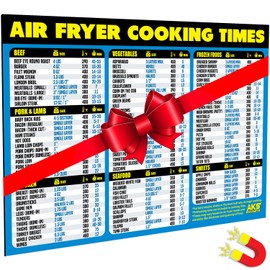 Air Fryer Cheat Sheet Magnet - Extra Large Easy to Read Airfryer Accessory - Magnetic Airfryer Cooking Times Chart, Kitchen Gadget Reference Guide for 90 Airfry Foods - Air Fryer Accessories (Blue)