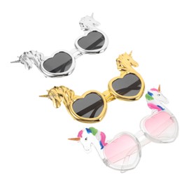 STOBAZA 3pcs Rainbow Unicorn Party Glasses Lightweight Novelty Eyewear Comfortable Fit Reusable Photo Booth Props for Birthday Shower Wedding Celebration