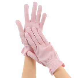 Silk Gloves, Anti-Rough Hands, Moisturizing, Hand Care While Sleeping, Good Morning, Sleep Gloves, Loose Fit, Made in Japan (Pink 1 Pair)