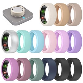 BandRain 15 Pack Ultra-Thin Ring Covers Compatible with Oura Ring Gen 4/3 Cover, Anti-Scratch Silicone Protector Accessories for Women Men (15 Pack - Set 8, M for 11/12/13/14/15)