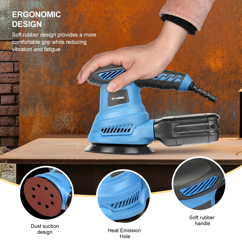 G LAXIA Orbital Sander，2.5Amp 4.9-inch Electric Sander with 20 piece