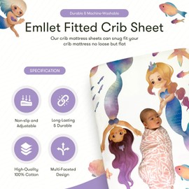 100% Cotton Fitted Crib Sheet – “Mermaid Lagoon” Under The Sea Theme, Soft Girl Nursery Bedding, Standard Crib/Toddler Mattress Fit