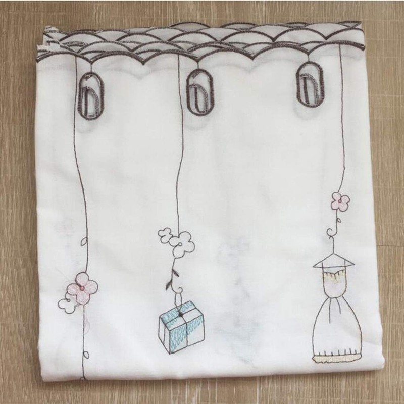 Cute Embroidered Floral Print Cafe Curtain Cloth Stylish Kitchen Invisible