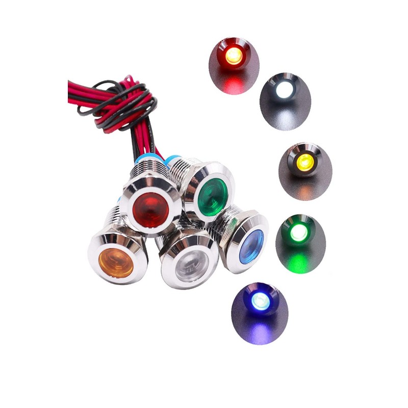 YFFSFDC 8mm DC 12-24V LED Waterproof Indicator Light Pilot Light