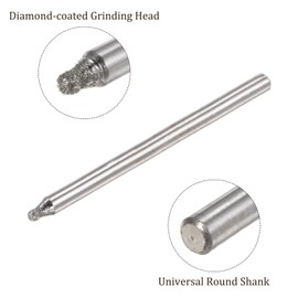 Kozelo 50pcs Diamond Grinding Bit - [2mm Dia 120 Grtis] Ball Head Carving Drill Bits Rotary Tool for Carving Polishing Use | 3mm Round Shank