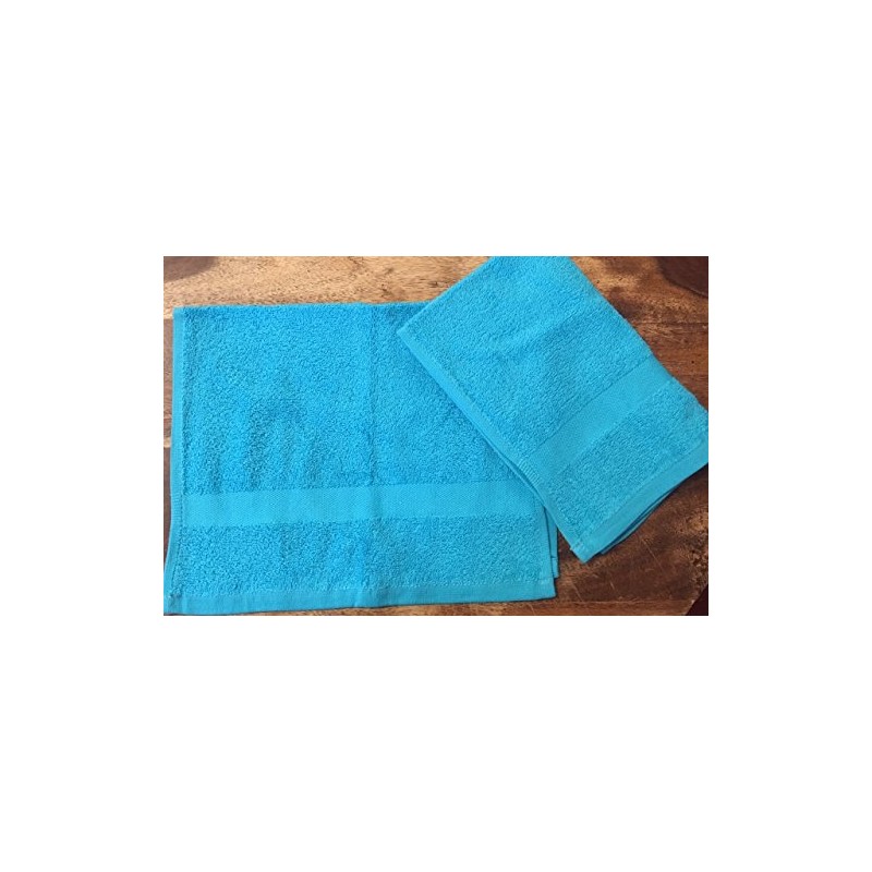 Allsorts® TURQUOISE BRIGHT GUEST TOWELS X2 400 GSM LIGHT WEIGHT