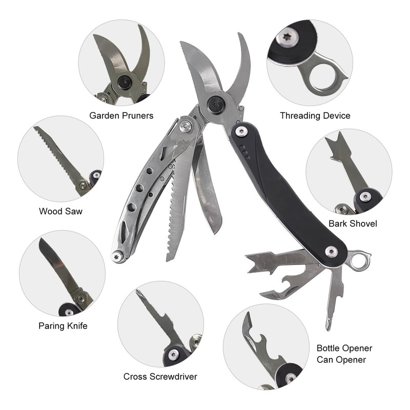 Multifunktionale 7 in 1 Tragbare Schere mit Säge, Cutter, Rinde