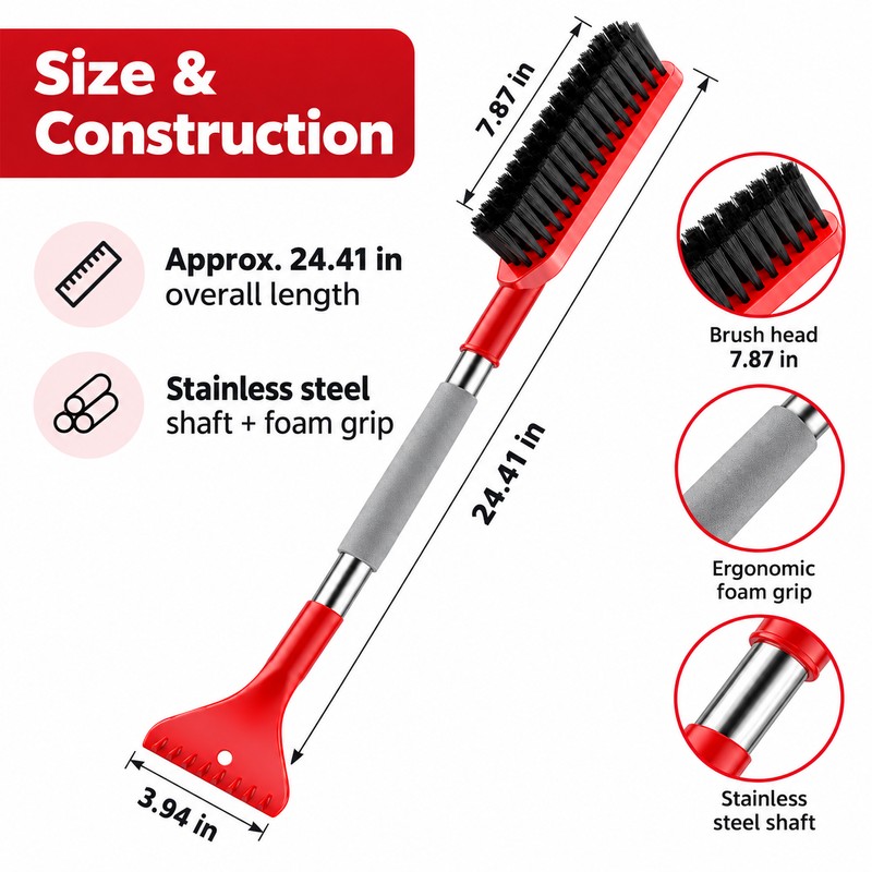 2-in-1 Car Snow Brush and Ice Scraper – 24.41-Inch Winter