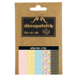Décopatch - Ref DP022C - Pocket Papers Collection No. 22 - Contains 5 Complementary Sheets of Décopatch Paper, Each Sheet is 30 x 40cm, Small 13 x 9.5cm Pack Size