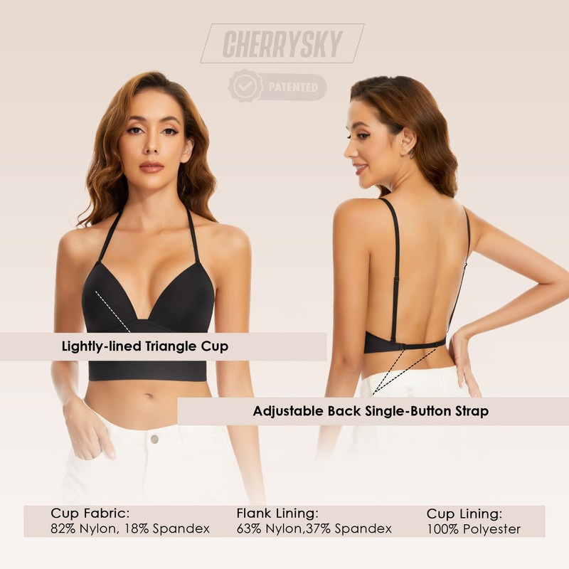 Low Back Bras for Women-Seamless Invisiable Backless Bras-Wireless Triangle Bralette