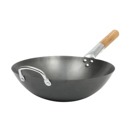 SUR LA TABLE Kitchen Essentials Quick Fire Carbon Steel 13.5" Flat Bottom Wok