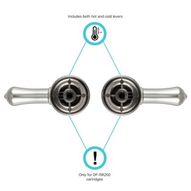 Dura Faucet DF-RKC-SN RV Replacement Hot and Cold Classic Handles, Metallic Plating Over ABS Models Only (Brushed Satin Nickel)