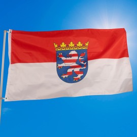 PHENO FLAGS Hesse Flag - Federal State Flag with Brass Eyelets - 90 x 150 cm - Weatherproof Flags for Flagpole - 100% Polyester