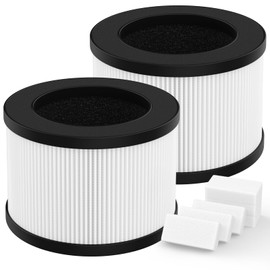 BW302 Air Puri fier Replacement Filter, 3 Stage HEPA Filter Compatible with LUNINO BW302 Air Puri fier, True HEPA and Carbon Filter, 2 Pack, White