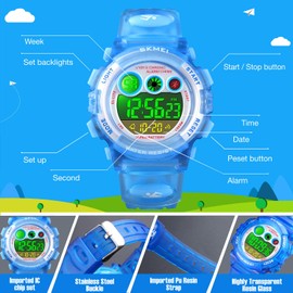 cofuo Digital Watch for Boys, Blue Kids Digital Sports Waterproof Watches with Alarm Stopwatch, Children Outdoor Analog Electronic Watches Birthday Presents Gifts for Age 4-12 Year Old Boys Girls