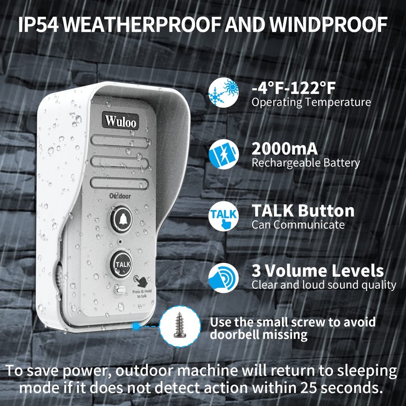 Wireless Intercom Doorbell Chime for Home Intercomunicador (1T1 White) …