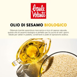 Baule Volante Olio di sesamo bio - Perfetto per Nuove Ricette - Olio Naturale di Sesamo Alimentare - 500 ml