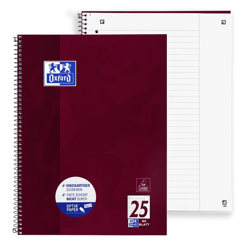 Oxford School Optic Paper 90 g/m² 100050355 College Notepad/A4 +/Lined/Margin,