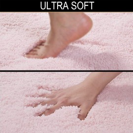 Walensee Large Bathroom Rug (24 x 36, Blush) Extra Soft and Absorbent Shaggy Bathroom Mat Machine Washable Microfiber Bath Mat for Bathroom, Non Slip Bath Mat, Luxury Bathroom Floor Mats