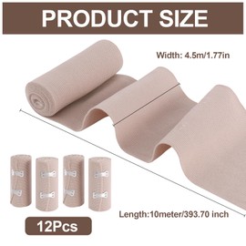 Pack of 12 Elastic Bandages, Compression Bandages, Elastic Bandages, Wraps, Reusable Elastic Gauze Bandages with Clips, Elastic Bandages Gauze Bandages for Wrist Knee Ankle