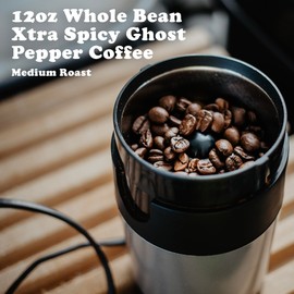 Roasty Buds Xtra Spicy Ghost Pepper Coffee | Premium Arabica Whole Beans, The Original Spicy Coffee (12 oz) | Gluten-Free, No Sugar/Dairy/Soy/Egg, Medium Roast Coffee (12 Ounce, Xtra Spicy Ghost Pepper)