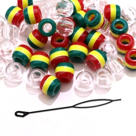 VENOFEN 50PCS Stripe Hair Beads Dreadlock Decoration Large Clear Loc Beads Cute Acrylic Hair Jewelry Braids Accessories for Girls