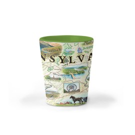 Xplorer Maps Pennsylvania State Map Ceramic Shot Glass, BPA-Free - For Office, Home, Gift, Party - Durable and holds 1.5 oz Liquid