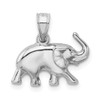 14k White Gold Solid Polished Elephant Charm Pendant