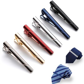 6 Piece Tie Clips for Men, Tie Clip, Men's Tie Pin, Classic Tie Clips, Stainless Steel Tie Clip Set for Weddings, for Men, Anniversary, Wedding, Business, Daily Life