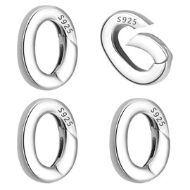 PH PandaHall Pack of 4 Sterling Silver Spring Gate Rings Oval Spring Clasp Metal Spring Gate Rings Spring Ring Connection Clasp Necklace Enhancer Shortener Clasp for Jewellery
