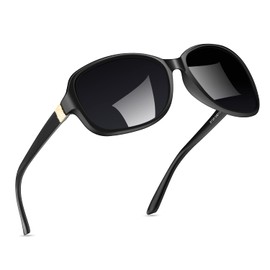 SIPHEW Large Sunglasses Women's Polarised Vintage Retro Design Glasses with Large Polarising Lenses UV400 Protection, A-Black, m