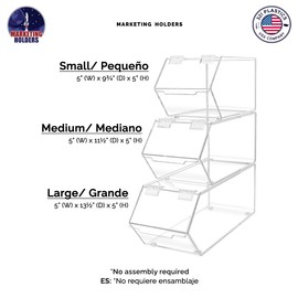 Marketing Holders Stackable Candy Bins Small Medium and Large Storage Caddys with Hinged Lid for Ice Cream Toppings Candies Nuts Granola Cereal and Wrapped Snacks Clear Acrylic