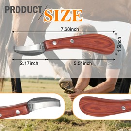 ETCYAOXIN 3-in-1 Farrier Hoof Knife with Built-in Sharpenerener & Horseshoe Brush–High Carbon Steel Blade,Sharpener Hoof Knife,Hoof Knife Sharpenerener for Professional Trimming, Grooming & Hoof Care