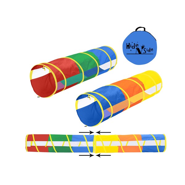 Hide N Side 2-Pack 6ft/12ft Crawl Through Play Tunnel Toy, Pop up Tunnel for Kids Toddlers Dogs Babies Infants & Children Gift Indoor & Outdoor Tube