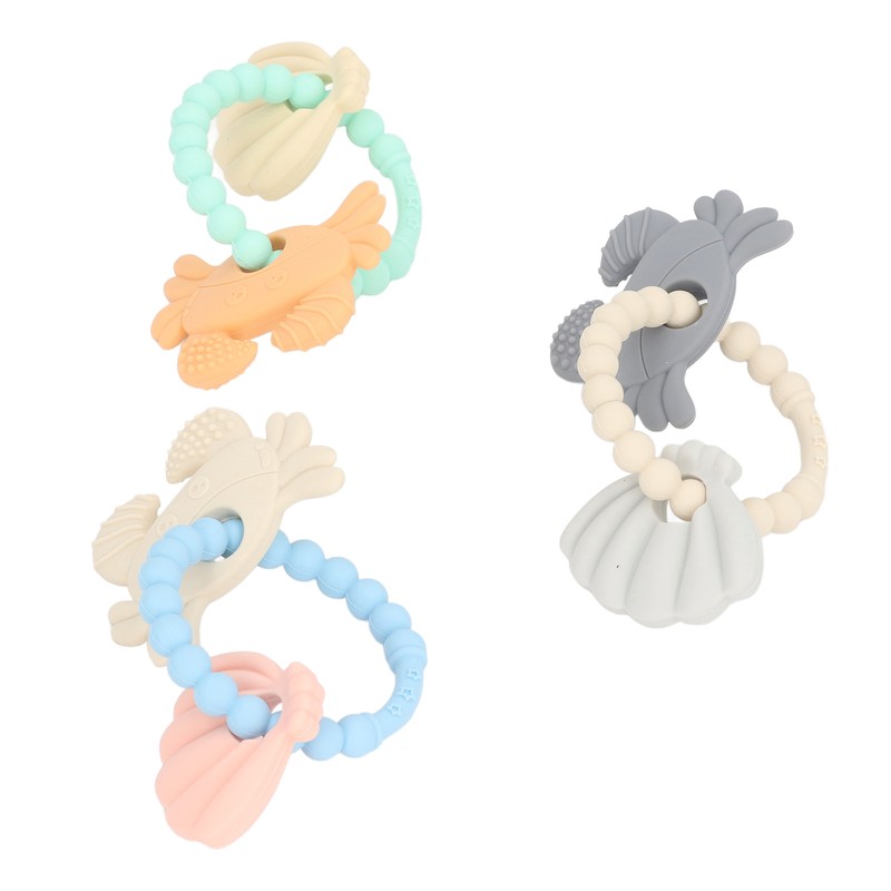 3pcs Silicone Shell Teething Ring Soothes Gum Soreness Crab Shell
