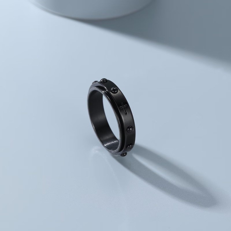 Adreamz 6mm Rosary Spinner Ring for Anxiety Relief Fidget with
