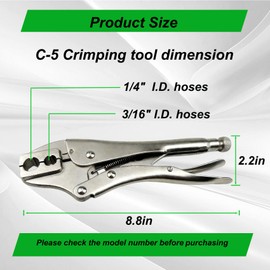 V-Grip Type Hose Crimper Tool, 2 Opening 2 Dies for 1/4 In And 3/16 In Hose, Hose Ferrule Crimping Tool, Hose Fitting Crimper, Air Hose Repair Kit for Torch Hose/Air Hose Etc