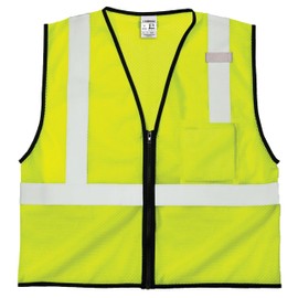 Kishigo Unisex High Visibility Reflective Economy Single Pocket Mesh Vest 1519, Zipper Closure, Polyester, ANSI 107 Type R/Class 2, Construction, Roadwork, Utility, Warehouse, Traffic (Lime, L-XL)
