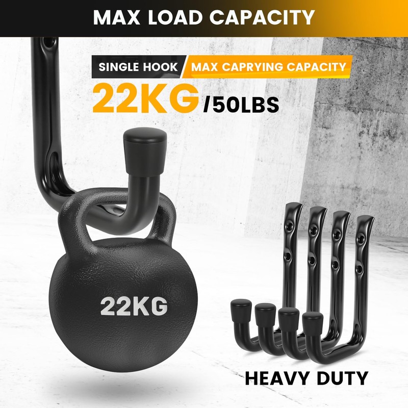 GURADESIGN 8-Pack Heavy Duty Garage Hooks for Hanging 50 lbs,