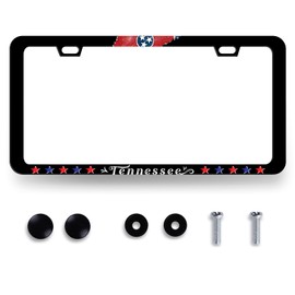 Retro Tennessee State Flag License Plate Frame Funny License Plate Holder for Front and Rear Car Tags Stainless Steel Black License Plate Car Decoration with Screws 12.2" x 6.2"