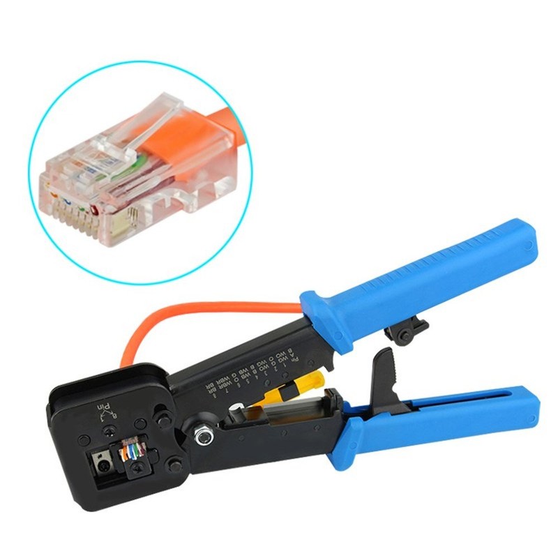 RJ45 Crimp Tool with Cat6 Pass through Shielded/transparent Connectors 20PCS