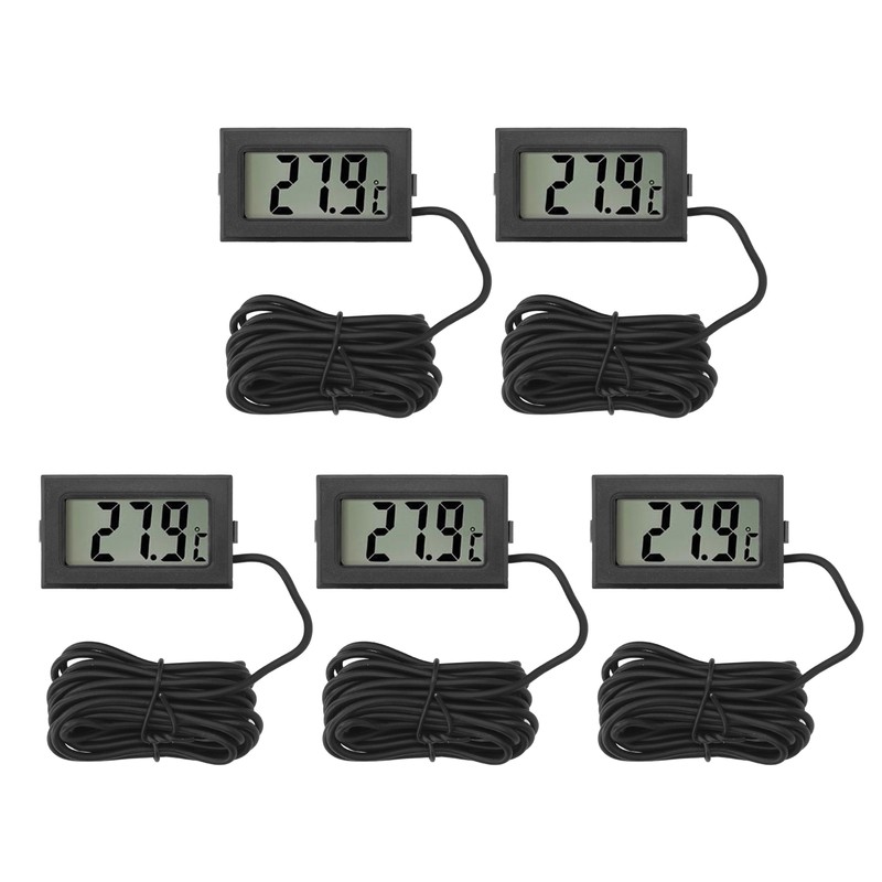5PCS Electronic Digital Display Thermometer Black Mini Embedded Indoor Digital