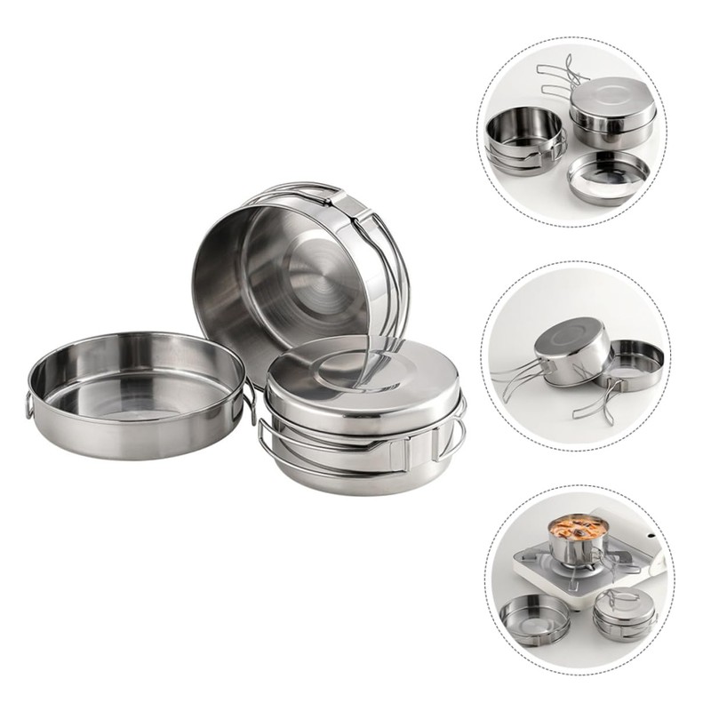 Mipcase 1 Set Outdoor Camping Cookware Portable Stainless Steel Kitchen