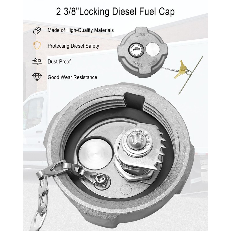 NTSUMI 2 3/8" Locking Diesel Fuel Cap Fit for Freightliner