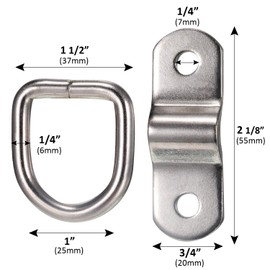 24 Pieces D-Ring Tie Down 1/4 Inch 700 Lbs D-Ring Bracket Mounting Plate for Ratchet Tie Down Straps Car Truck Bed Cargo(Silver)