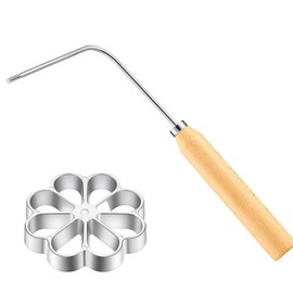 LATRAT Aluminium Waffle Moulds with Wooden Handle Homemade Aluminium Waffle Mould Oven Rose Iron for Baking Diving Mould Waffle Moulds