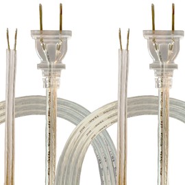 Royal Designs Lamp Cord with Molded Plug, Stripped Ends Ready for Wiring, 8 ft long, Clear Silver, SPT-2 UL Listed, Set of 2