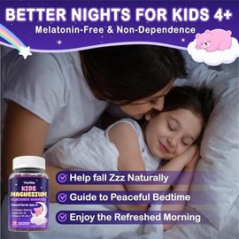 Magnesium Glycinate Gummies for Kids 4+: Sugar Free Magnesium Bisglycinate Gummy with Chamomile, L-Theanine, Lemon Balm, B6, Omega 3, Zinc - Gluten Fr