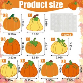 72 Pcs Pumpkin Cutouts Fall Pumpkin Paper Cut-Outs 3.93 Inch Autumn Pumpkins Bulletin Board Decoration Thanksgiving Cutouts with Glue Point for Fall Thanksgiving School Classroom Chalkboard Wall Decor