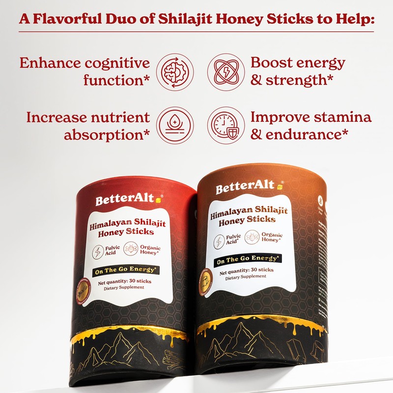 Better Alt Pure Himalayan Shilajit Sticks2 Pack(Cinnamon + Caramel)| Easy